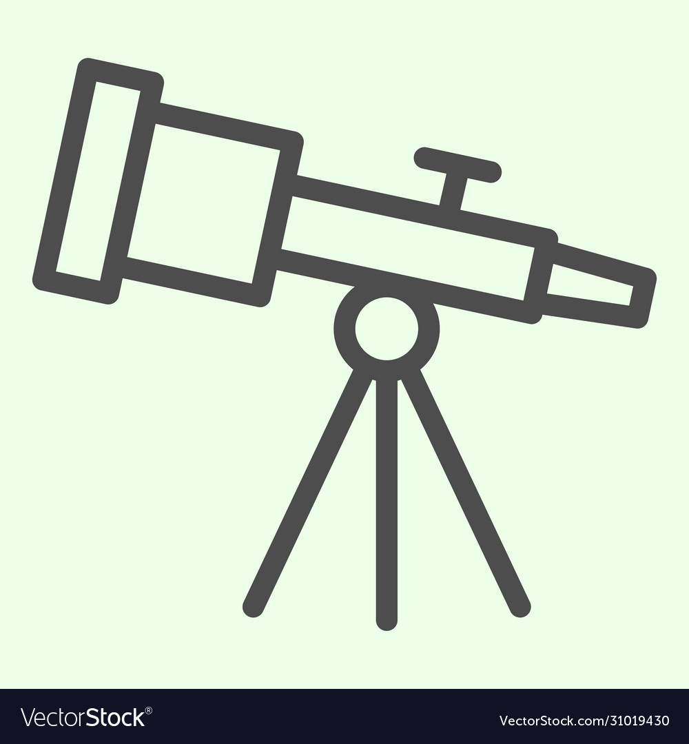 Telescope Line Icon Astronomy Telescopes Observe Vector Image