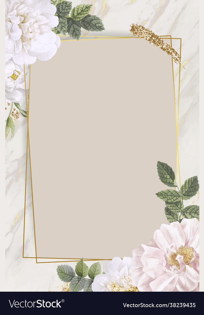 Rectangle Rose Frame On Marble Background Vector Image