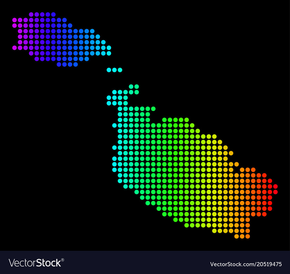 Dotted Pixel Spectrum Malta Island Map Royalty Free Vector