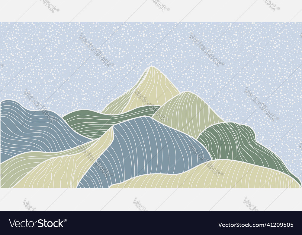 Japanese Wave Line Art Landscape Background Vector Image