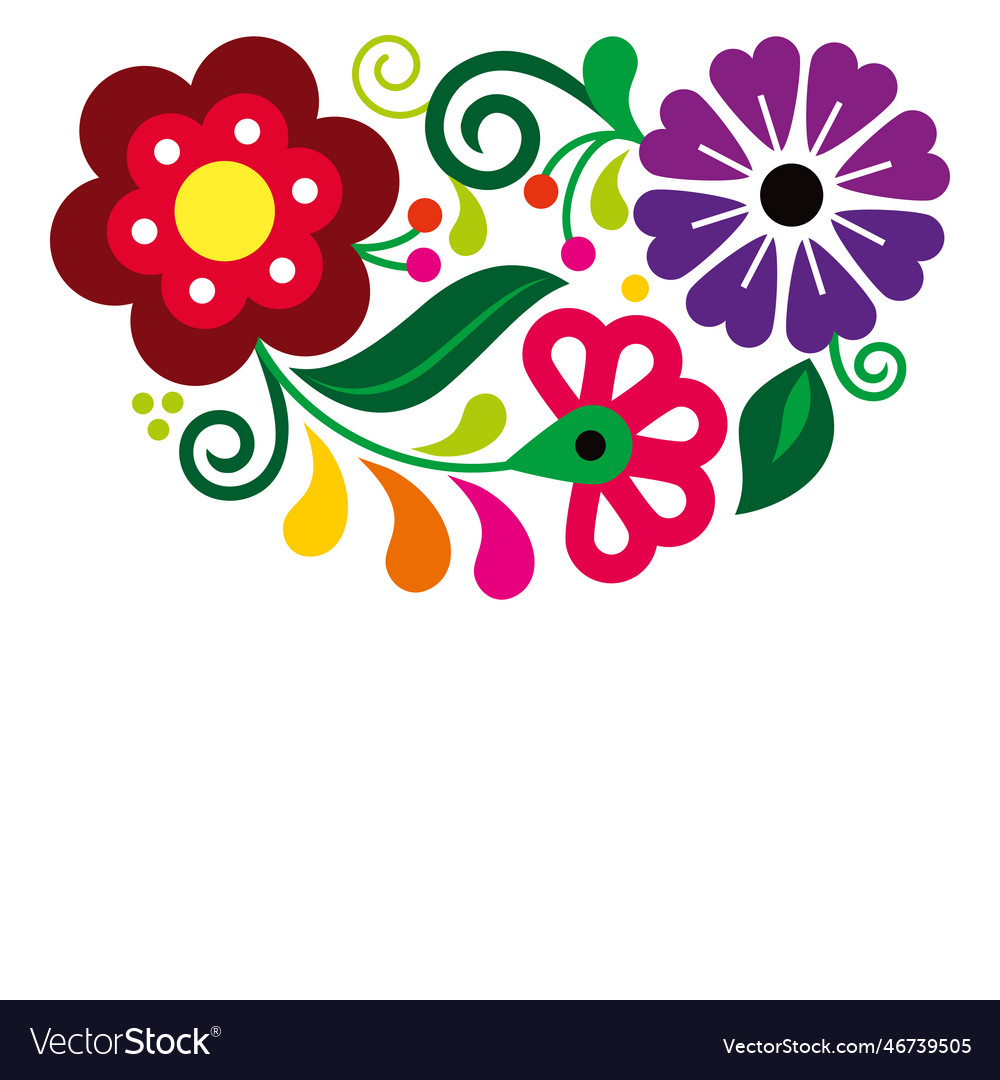 Mexican Folk Art Style Half Mandala Design Vector Image