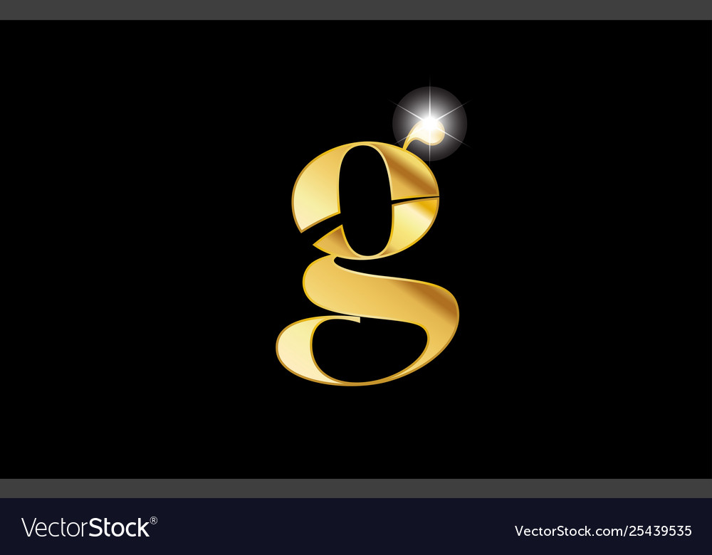 Alphabet Letter G Gold Golden Metal Metallic Logo Vector Image