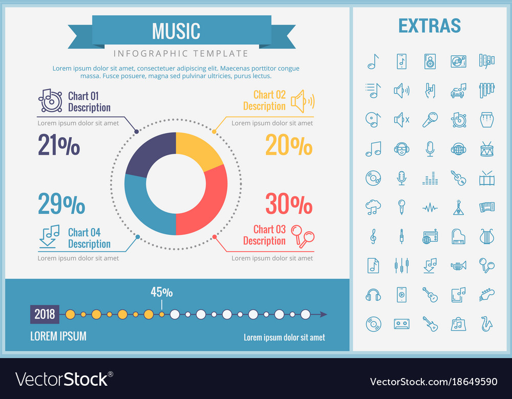 Music Infographic Template Elements And Icons Vector Image