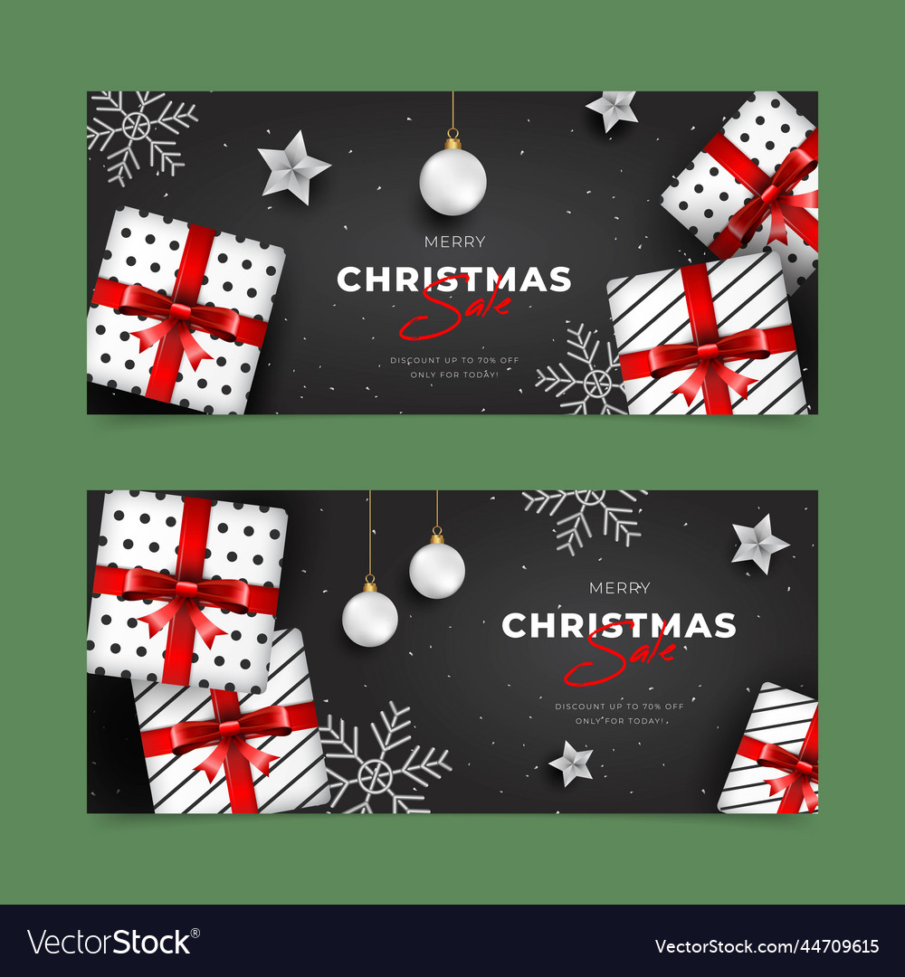 Realistic Christmas Sale Banners Template Design Vector Image