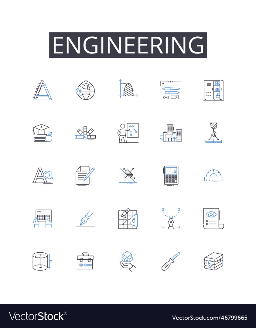 Engineering Line Icons Collection Design Vector Image