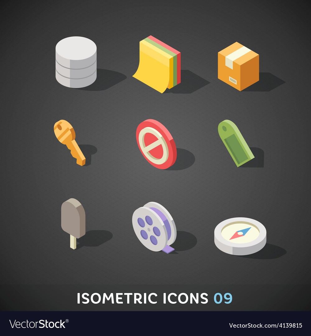 Flat Isometric Icons Set Royalty Free Vector Image