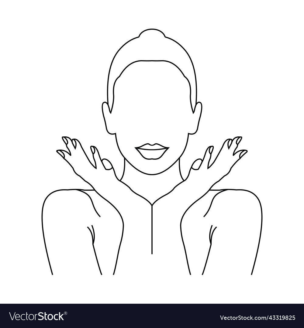 Beautiful Woman Line Art Wall Decoration Vector Image