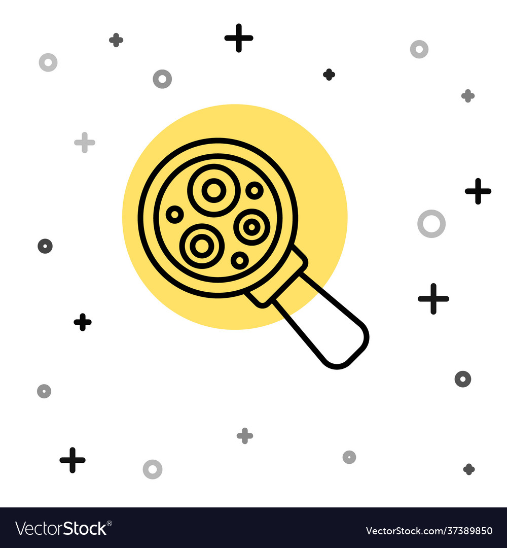 Black Line Microorganisms Under Magnifier Icon Vector Image