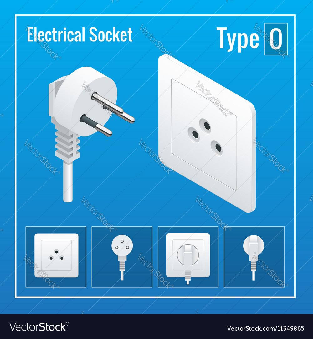 Isometric Switches And Sockets Set Type O Ac Vector Image