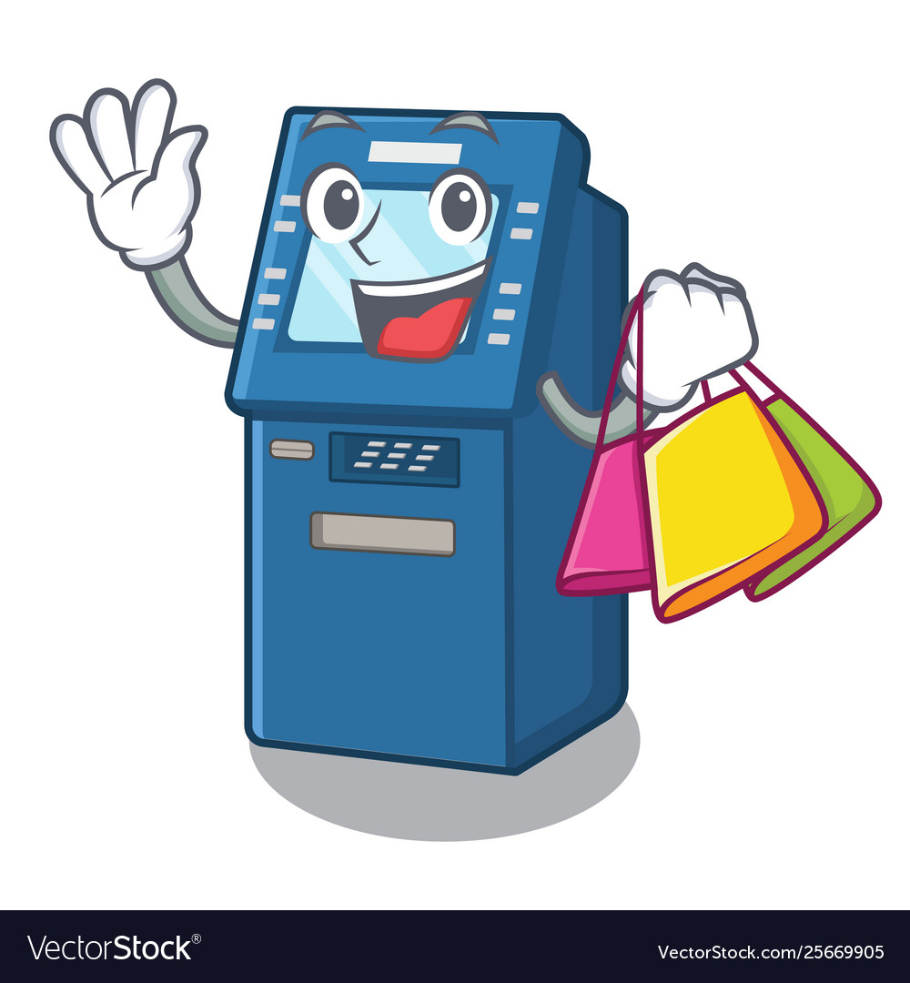 Shopping Atm Machine In Cartoon Shape Royalty Free Vector