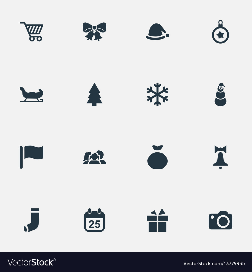 Set Of Simple Christmas Icons Royalty Free Vector Image