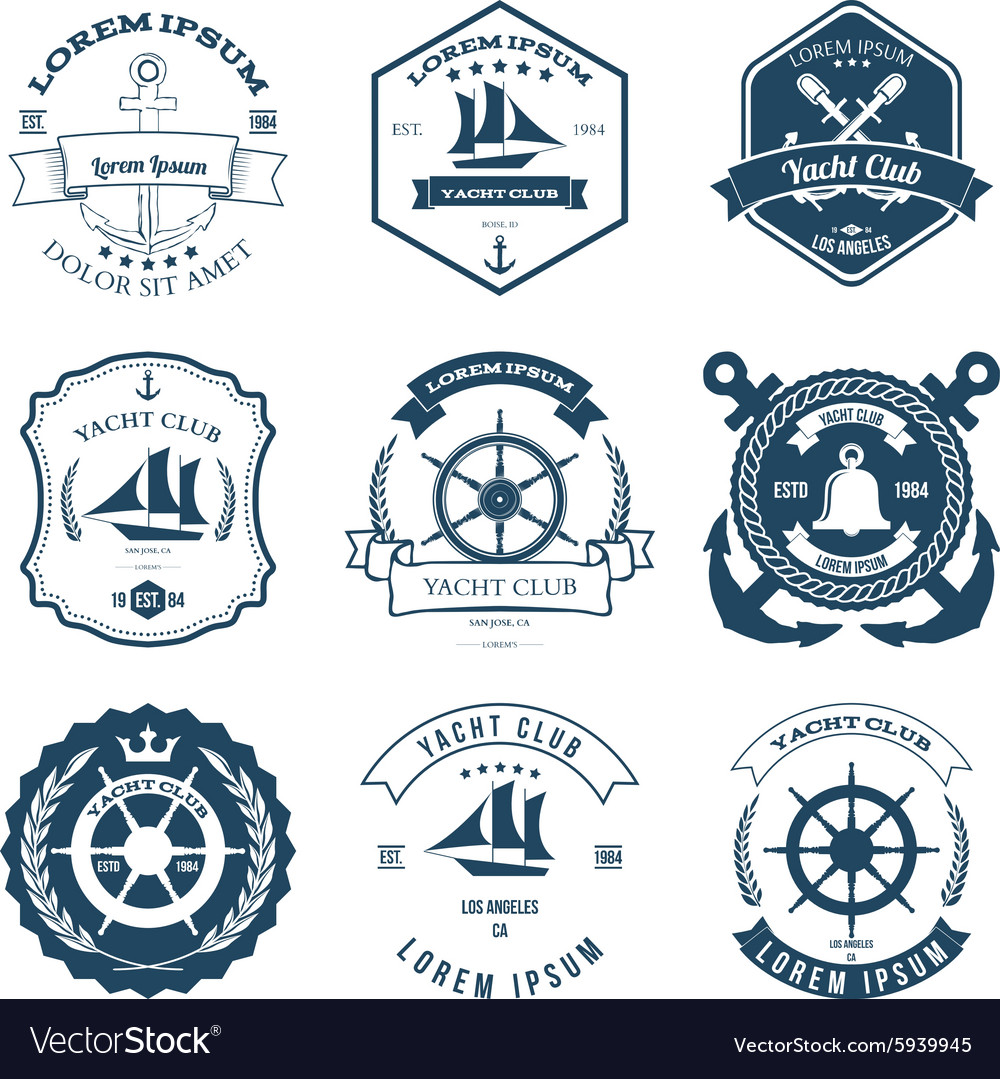 Set Of Yacht Club Labels Design Elements Vector Image