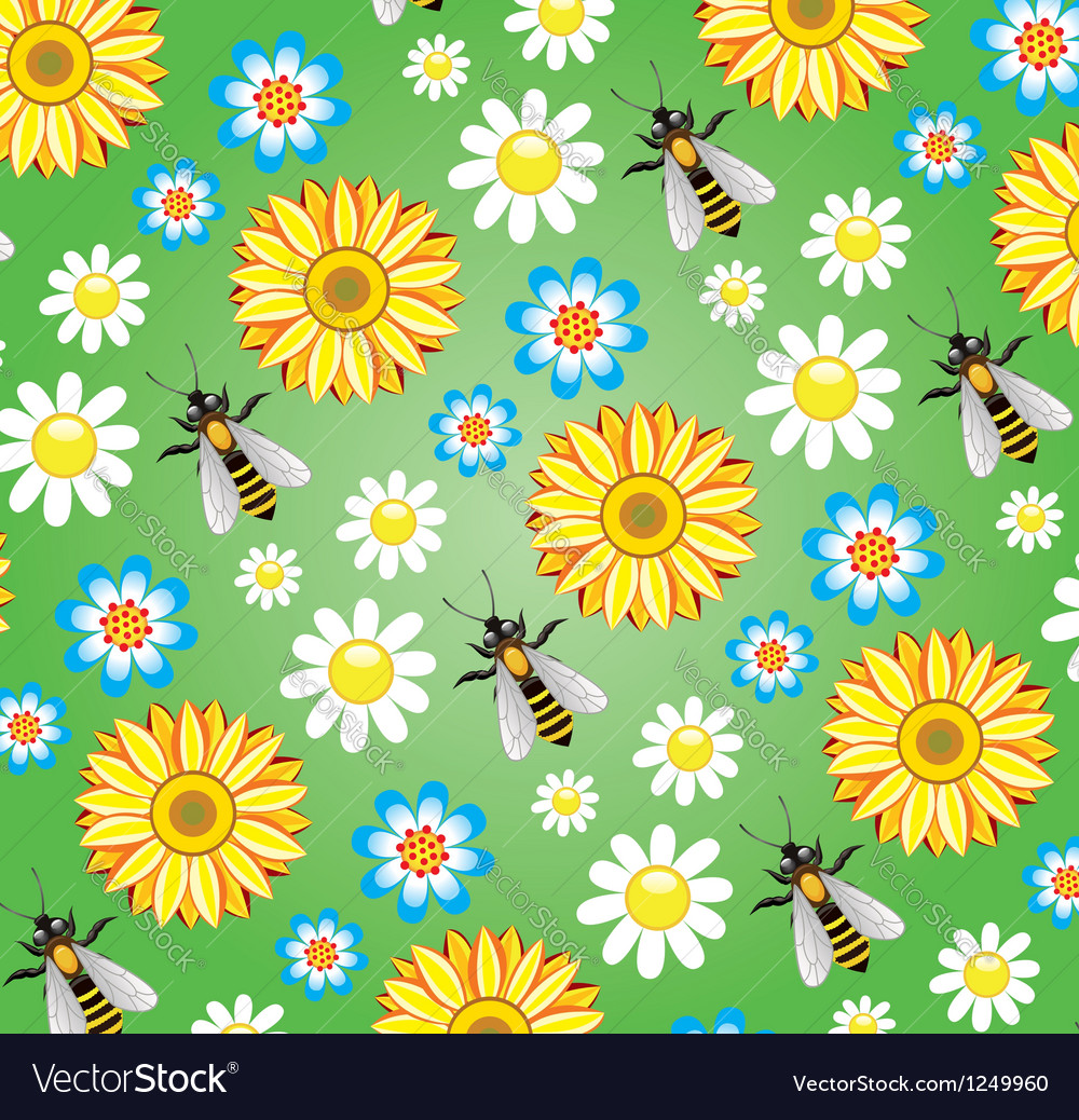 Bees And Flowers Royalty Free Vector Image VectorStock