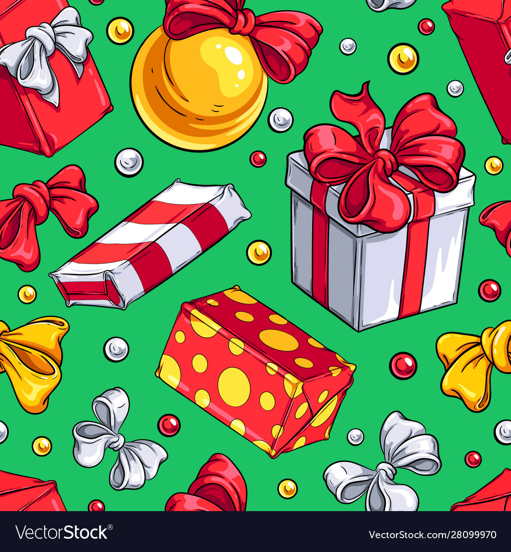 Christmas Gifts Seamless Pattern Royalty Free Vector Image