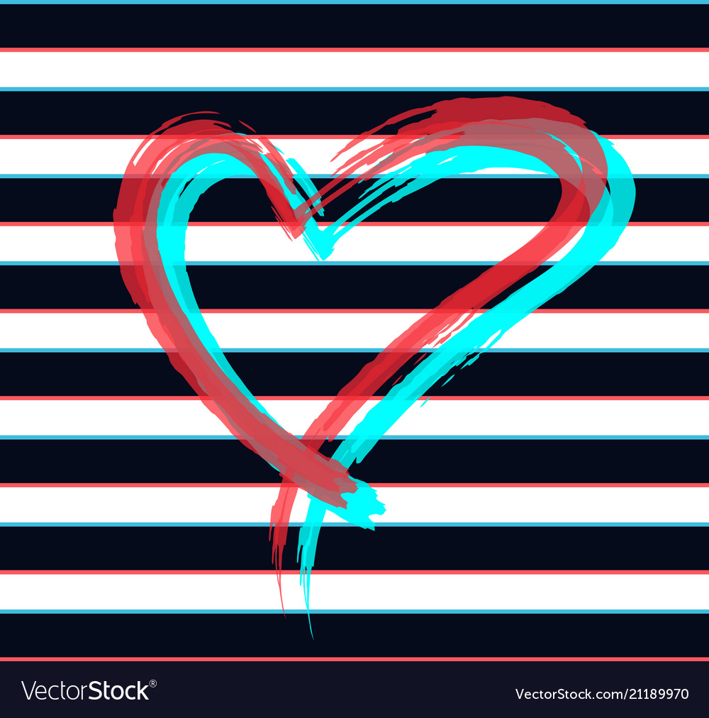 The Red Heart Is Painted By Hand Handwritten Text Vector Image