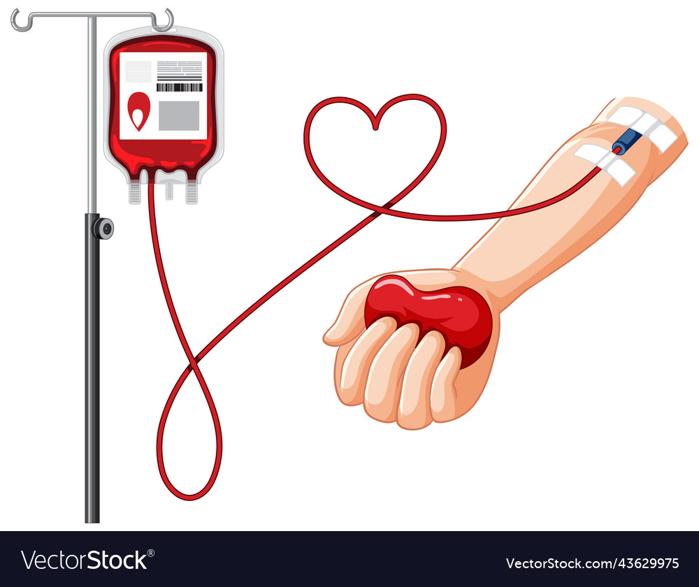 Blood Donation Symbol With Hand And Bag Royalty Free Vector