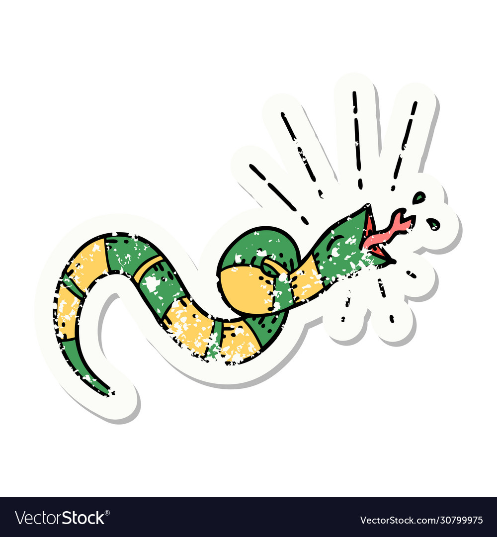 Grunge Sticker Tattoo Style Hissing Snake Vector Image