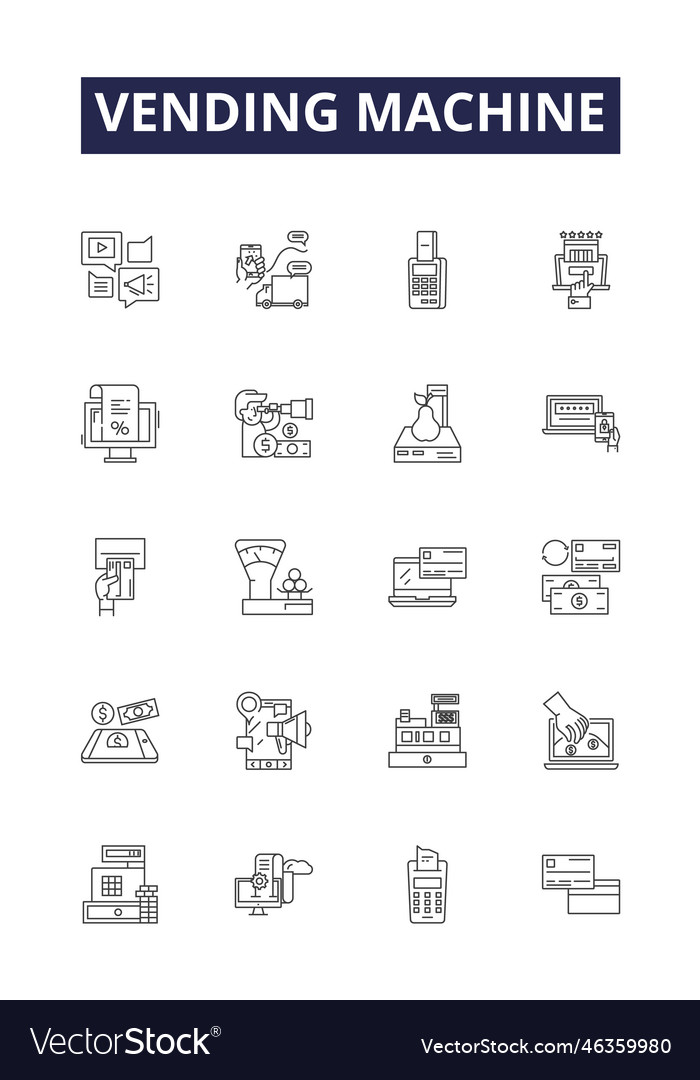 Vending Machine Line Icons And Signs Royalty Free Vector