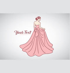 Bridal Wedding Boutique Gown Logo Design Set Vector Image