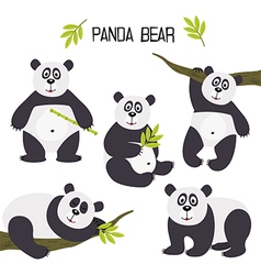 Panda Sleep On Tree Isolated Whitepanda Cartoon Vector Image