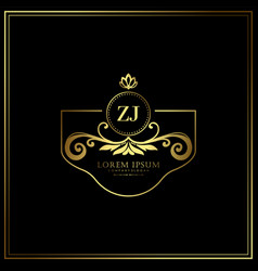 Zj Initial Letter Luxury Logo Template In Art Vector Image