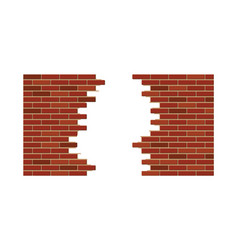 Break Hole In Brick Wall Destruction Template Vector Image