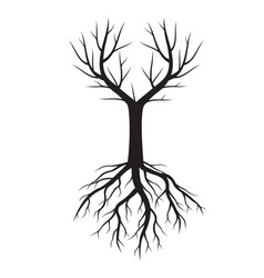 Black Tree With Roots Royalty Free Vector Image