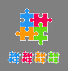 Four Color Piece Jigsaw Puzzle Four Section Vector Image