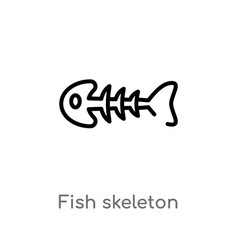 Outline Fish Bone Icon Isolated Black Simple Line Vector Image