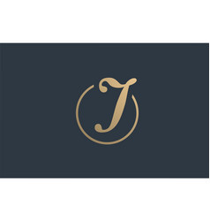 Yellow Gold Alphabet Letter J Logo Company Icon Vector Image