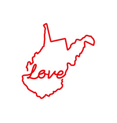 West Virginia Us State Map Red Outline Border Vector Image