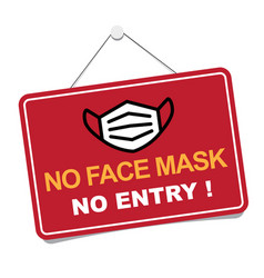 No Facemask No Entry Sign Information Warning Vector Image