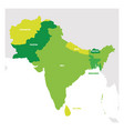 South Asia Region Map Countries In Southern Vector Image