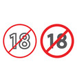 No 18 Plus Line And Glyph Icon Prohibited And Ban Vector Image