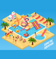 Colored Water Park Aquapark Isometric Composition Vector Image