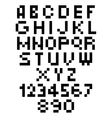 Pixel Font Alphabets And Numerals Characters In Vector Image