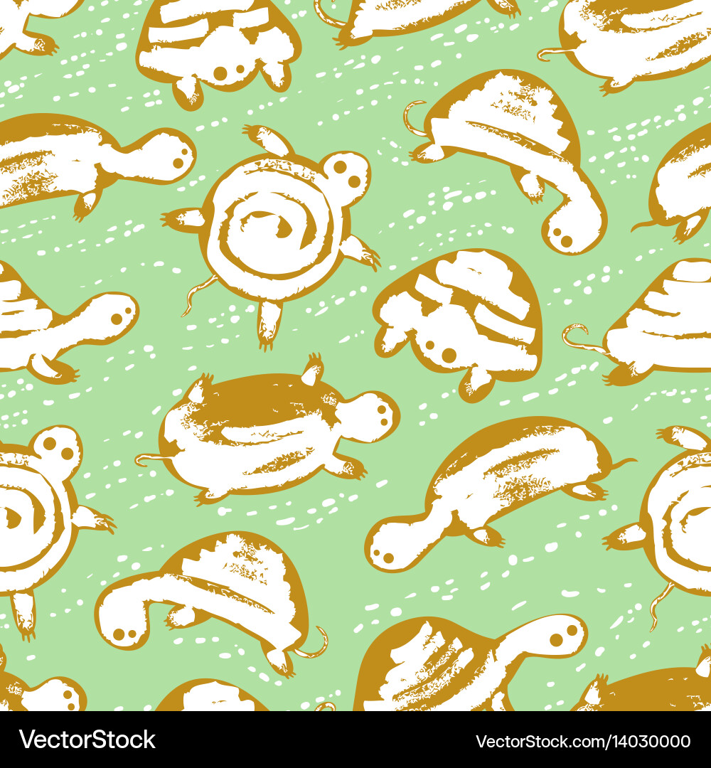 Funky turtles seamless pattern Royalty Free Vector Image