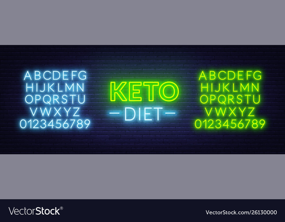 Neon keto diet sign on brick wall background