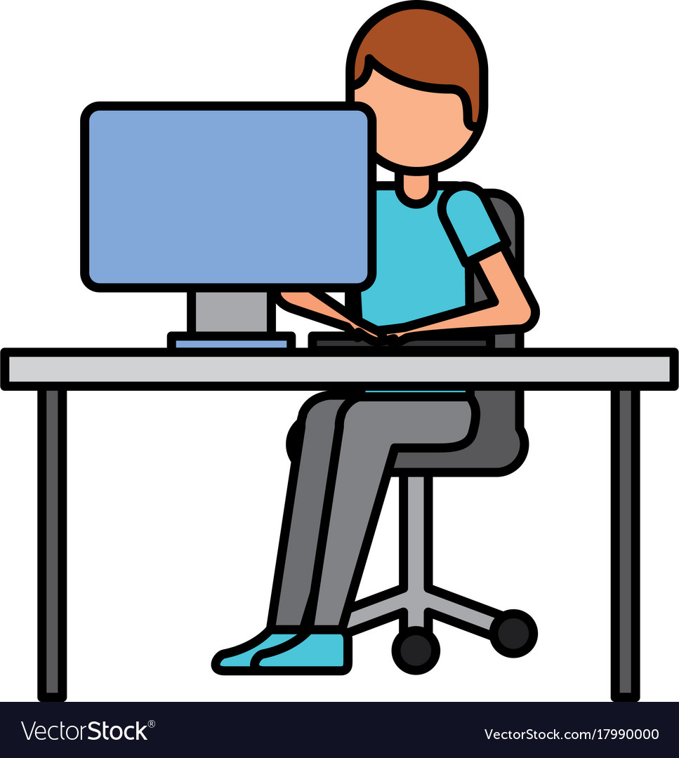 Person working on computer programming or coding Vector Image