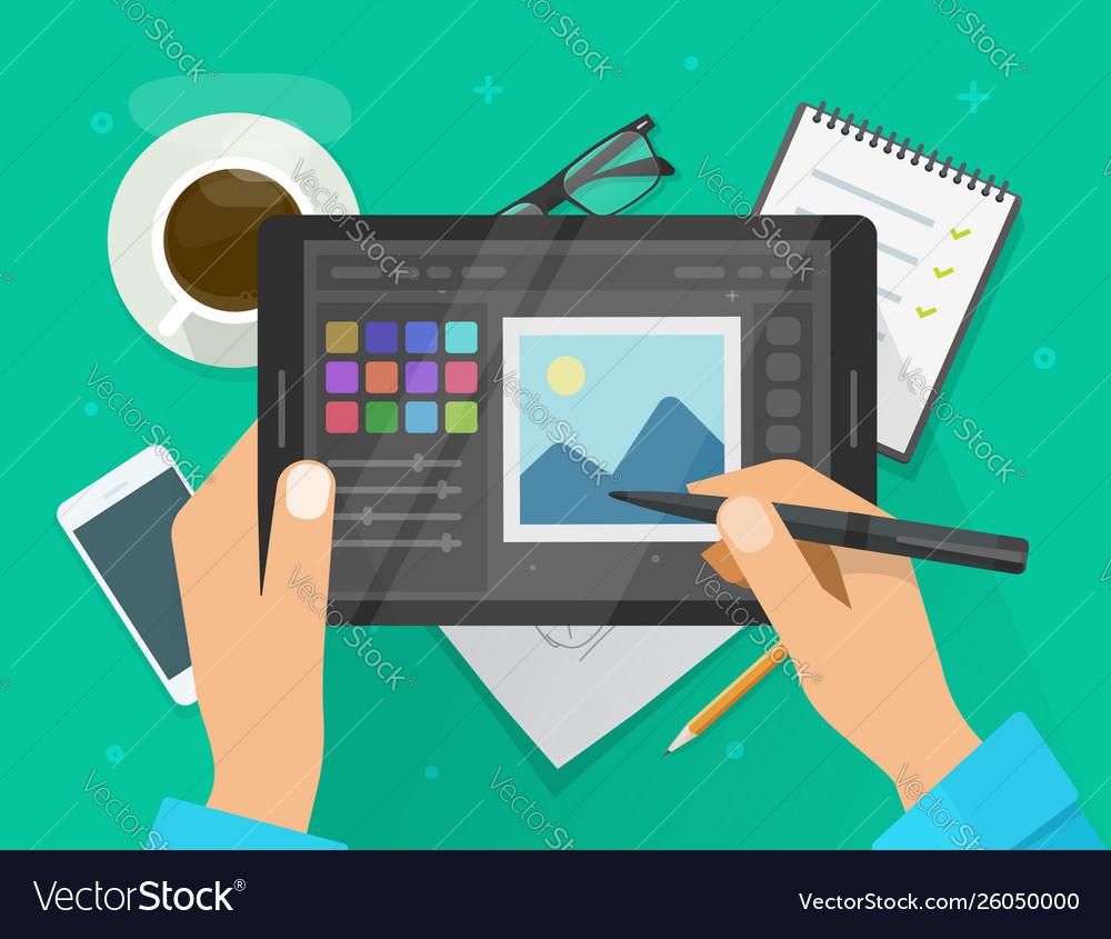 Photo Or Graphic Editor On Tablet Royalty Free Vector Image Photo Or Graphic Editor On Tablet Royalty Free Vector Image