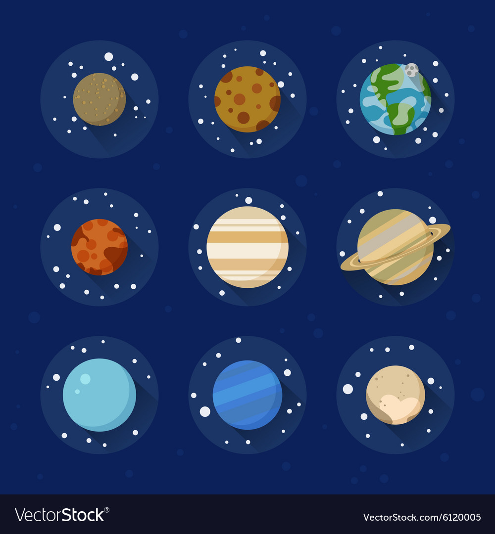 Flat Solar System Planets Royalty Free Vector Image 6030