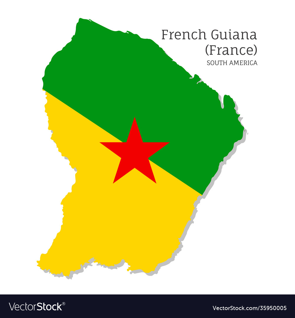 Map french guiana with national flag Royalty Free Vector