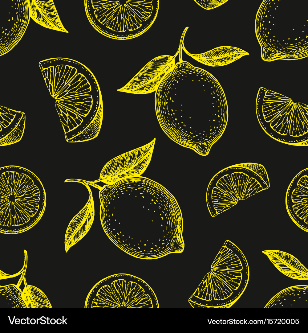 Seamless pattern with lemons Royalty Free Vector Image