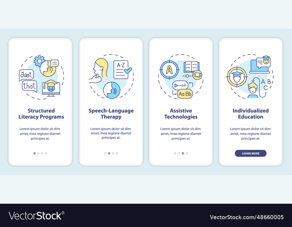 Walkthrough dyslexia with line icons concept Vector Image