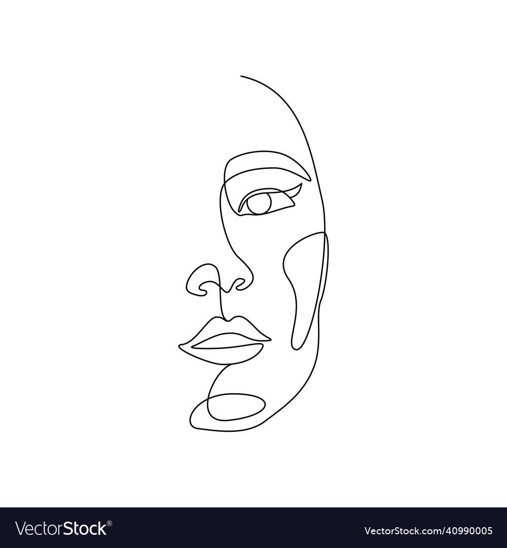 Woman face one line drawing minimalistic abstract Vector Image