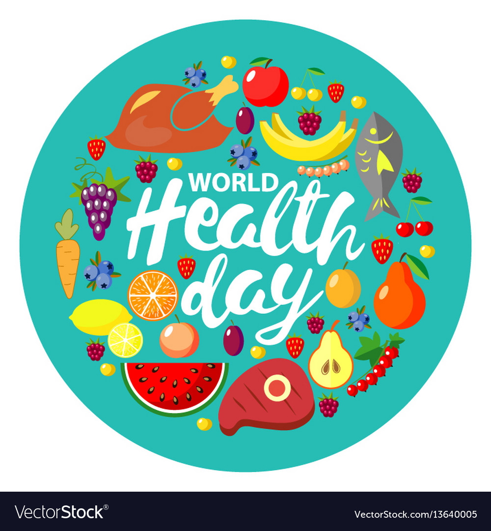 World health day concept round banner Royalty Free Vector