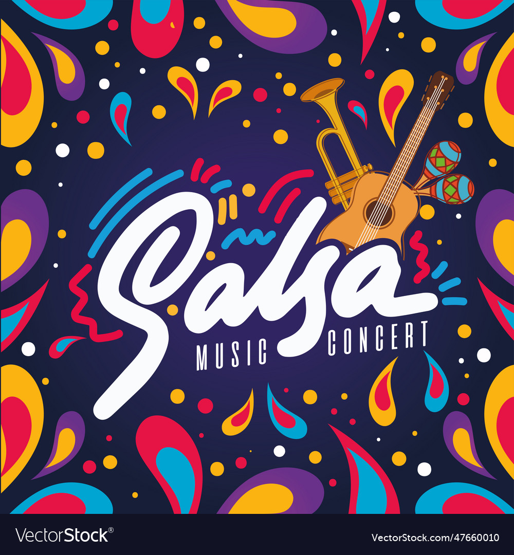 Colored salsa music concert brochure Royalty Free Vector