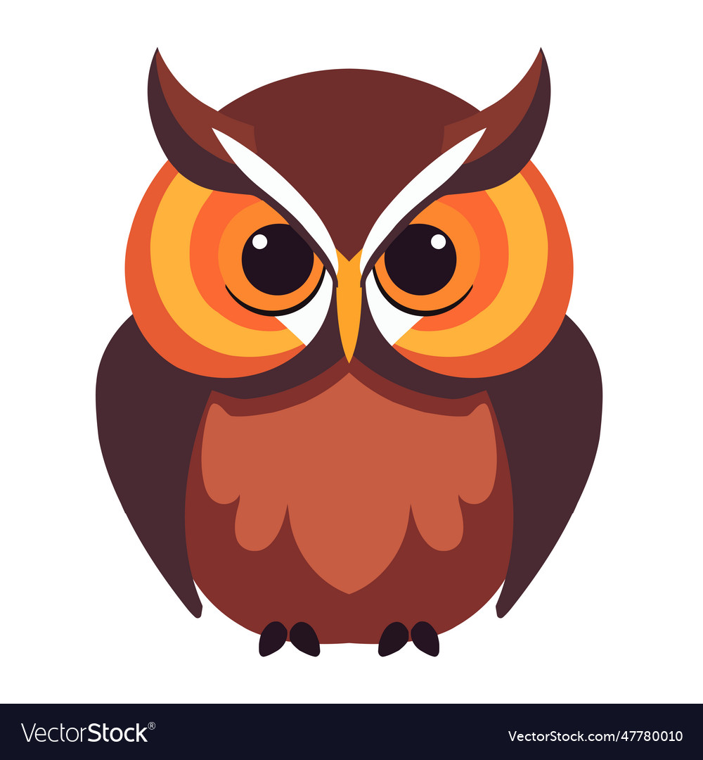 Cute Cartoon Owl With Big Staring Eyes Royalty Free Vector