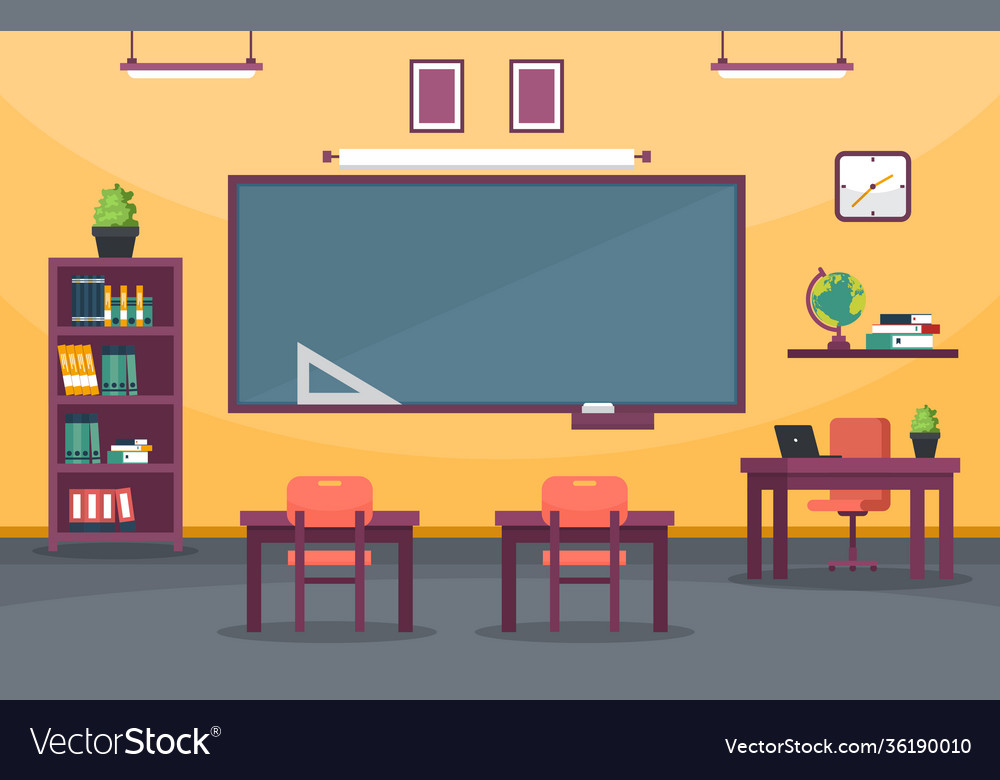 Empty classroom education elementary high school Vector Image