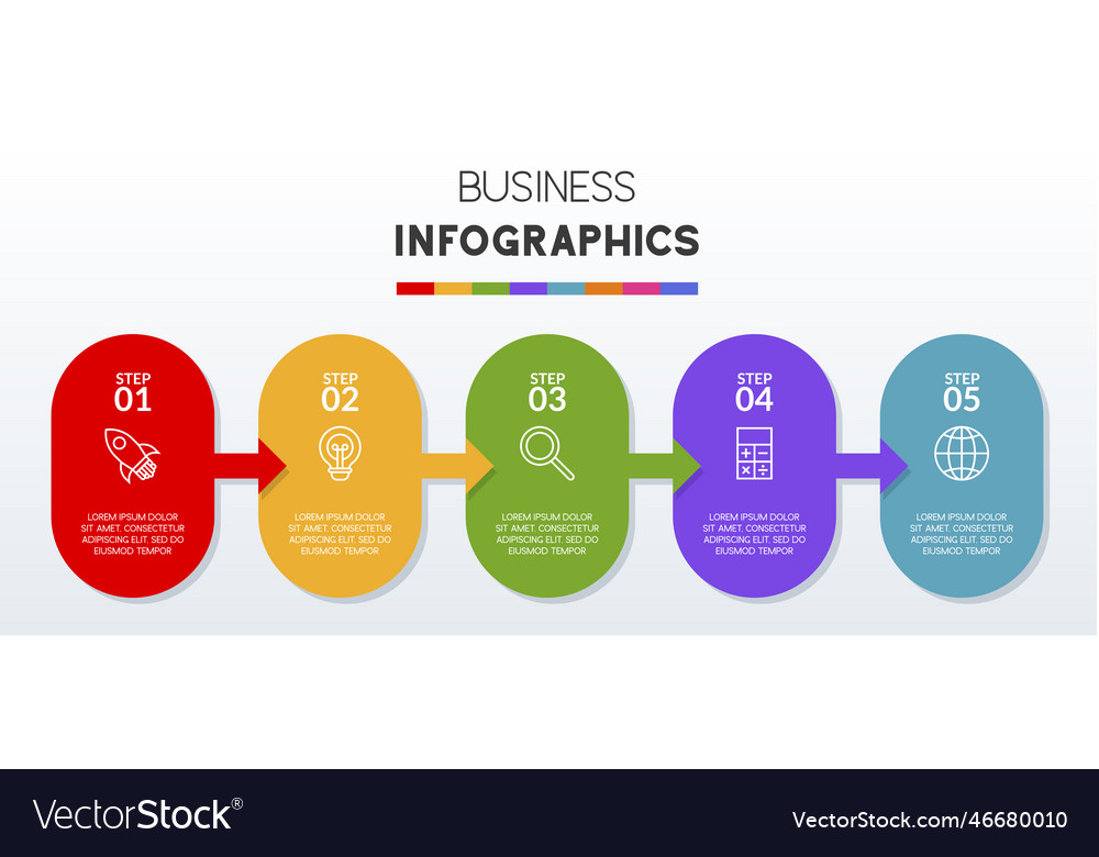 Infographics design template and icons with 5 Vector Image